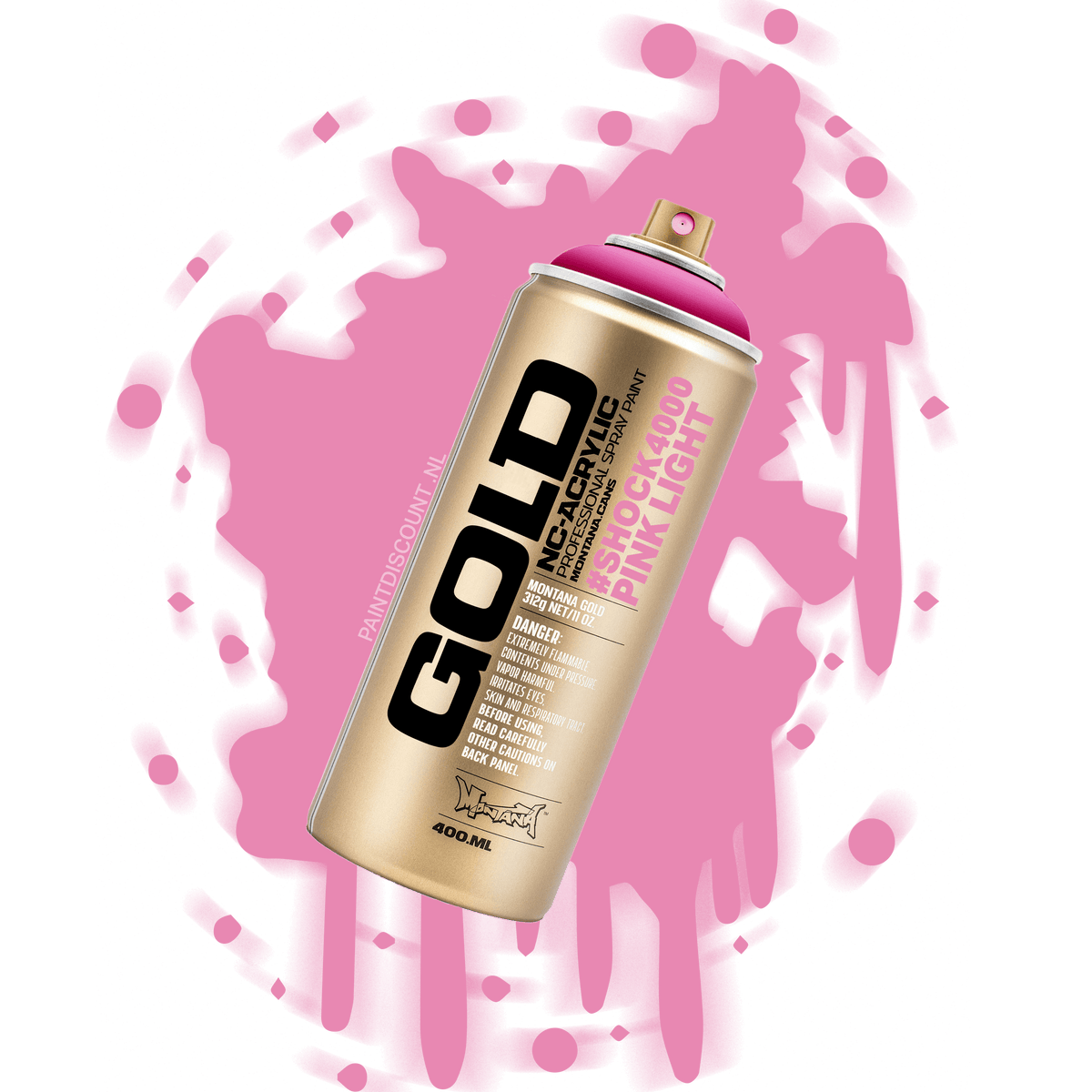 Montana GOLD Acrylic Spray Paint 400ml Shock Pink Light